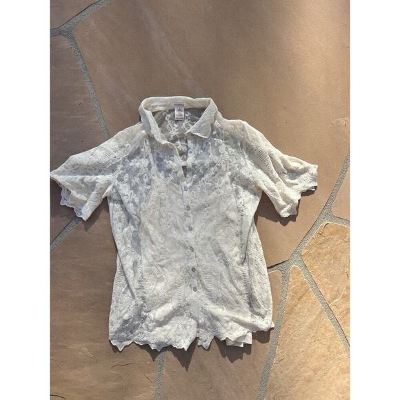 Sundance Womens Floral Embroidered Lace Eyelet Blouse Short Sleeves size 6 AG - Picture 1 of 3
